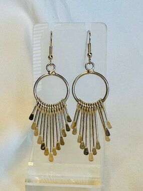 Sterling Silver Hoop Dangle Drop Earrings